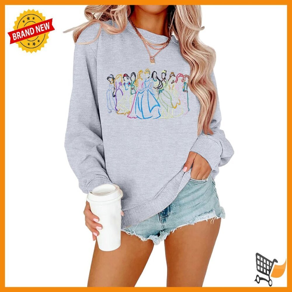Magical Embroidered Sweatshirt Women's Long Sleeve Crewneck Casual Top